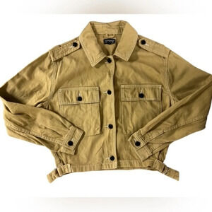 Topshop Cropped Jacket Mustard Yellow